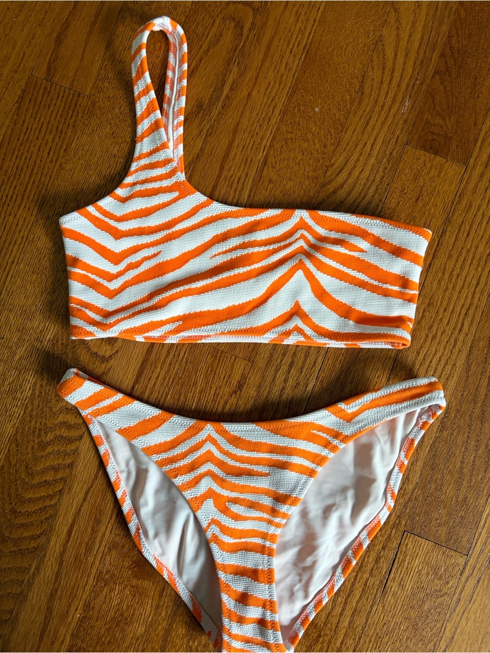 Triangl swimwear Orange and White Zebra-Print Bikini Set